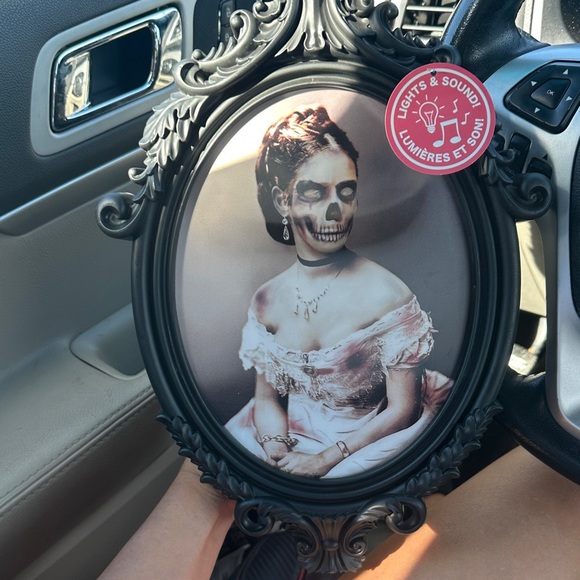 Viral hologram Lady Skeleton Portrait Frame. BNWT light and sound w motion - Picture 1 of 6